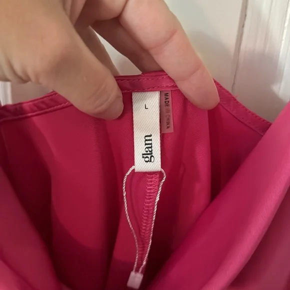 Hot Pink Cowl Neck Top - Picture 3 of 4